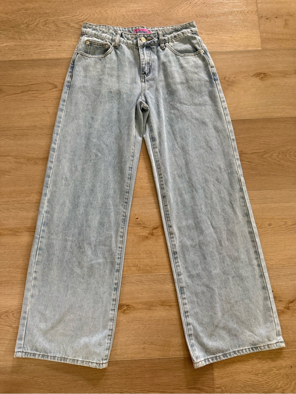 Edikted High Rise Wide Leg Baggy Jeans Light Wash 100% Cotton Women’s Small